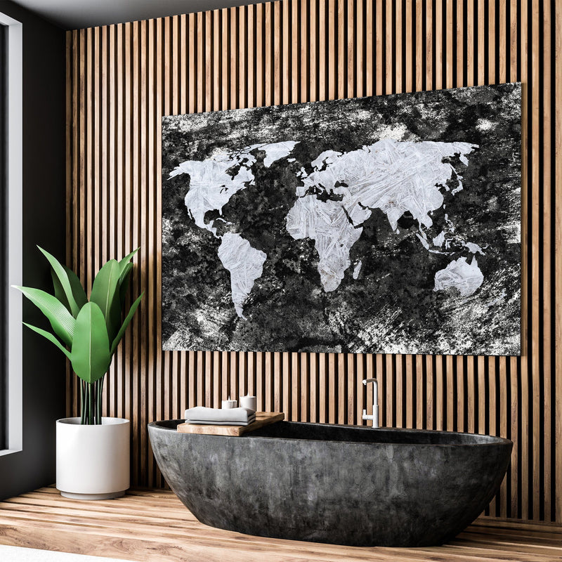 World Map Black and Grey