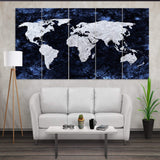 World Map Canvas blue and white