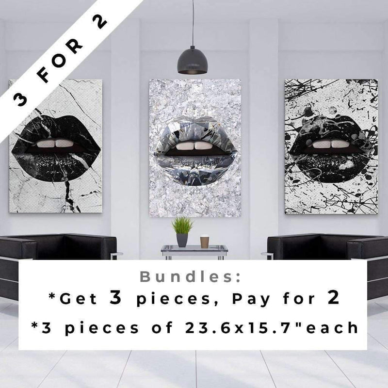 Diamond Lips - Ikonik lips - Lips Canvas Wall Art - lips framed print / Lips Decor / Lips on Poster / Wall Art for Home/ Pop Culture Art