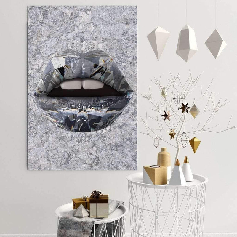 Diamond Lips - Ikonik lips - Lips Canvas Wall Art - lips framed print / Lips Decor / Lips on Poster / Wall Art for Home/ Pop Culture Art