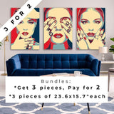 Eyes closed - shepard fairey inspired - Pop art Wall Art / Navy and red canvas for living room / Wall Art/Audrey Hepburn Poster / Audrey Hepburn Canvas - Ready To hang