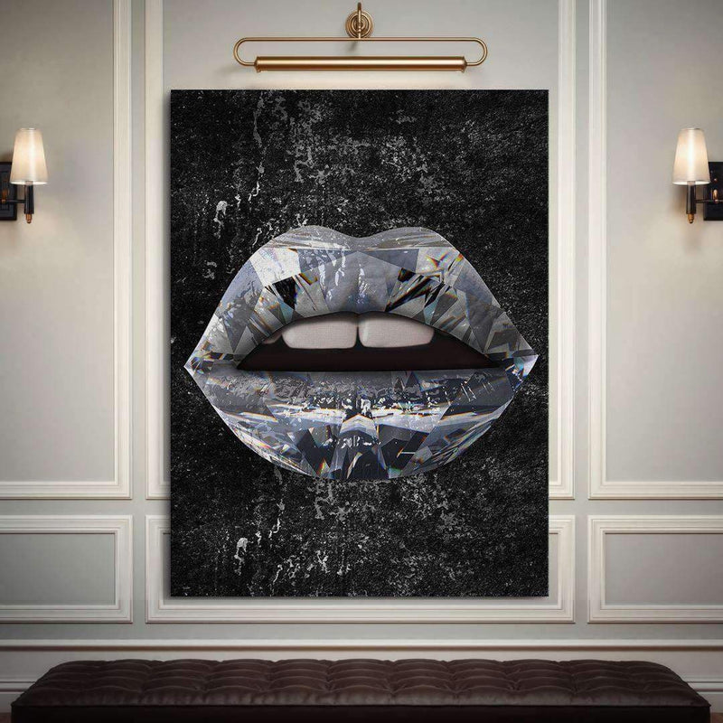 diamond Lips - Ikonik lips - Lips Canvas Wall Art - lips framed print / Lips Decor / Lips on Poster / Wall Art for Home/ Pop Culture Art