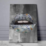 Money Lips - Ikonik lips - Lips Canvas Wall Art - lips framed print / Lips Decor / Lips on Poster / Wall Art for Home/ Pop Culture Art