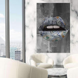 Money Lips - Ikonik lips - Lips Canvas Wall Art - lips framed print / Lips Decor / Lips on Poster / Wall Art for Home/ Pop Culture Art