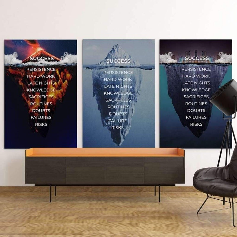 Iceberg Of Success Motivational Canvas For Office and coworking with Quotes - Wall Art Canvas Motivational Quotes – by www.Motiv-art.com